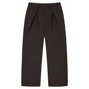 PSO Brand男装女装褶皱垂感宽松棕色裤子女款直筒阔腿西装裤潮牌