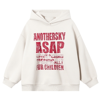 潮酷字母满印一体绒连帽街舞卫衣