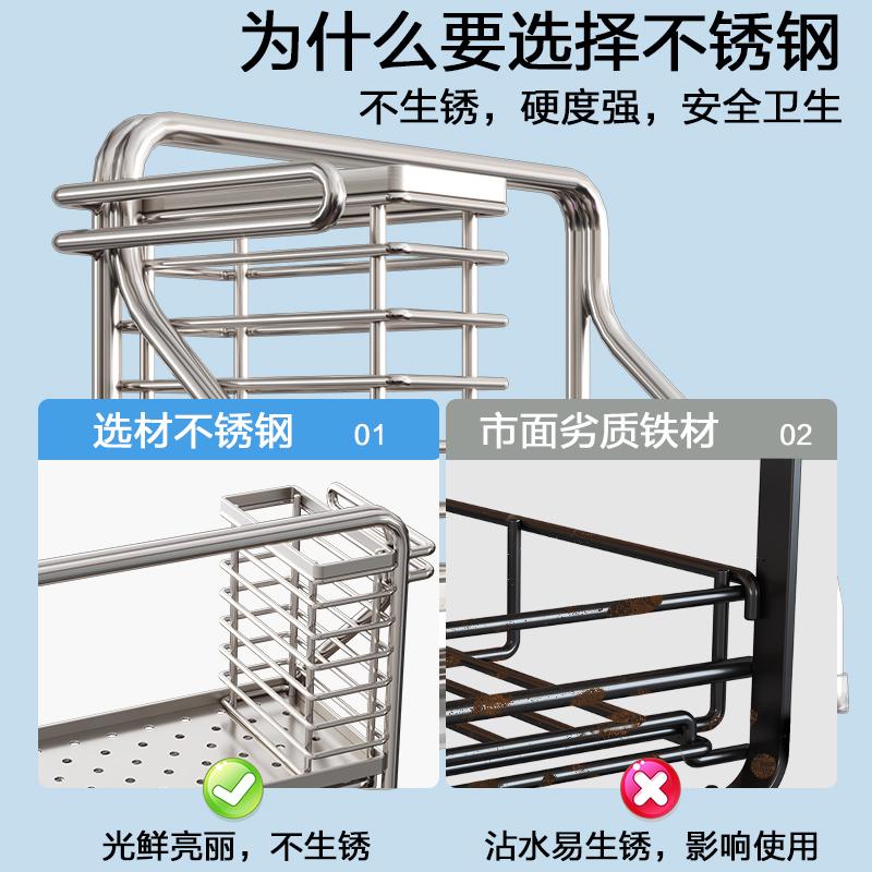 不锈钢厨房洗洁精收纳置物架多功能刷子抹布毛巾沥水架洁具收纳架