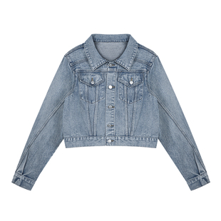 NEVA HU浅色短款复古牛仔外套女2025新款韩版宽松休闲百搭夹克