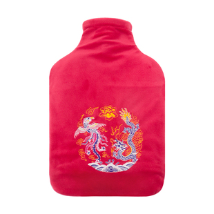 德国进口热水袋 大号2L安全防爆无异味PVC充注水双层可插手绒布套