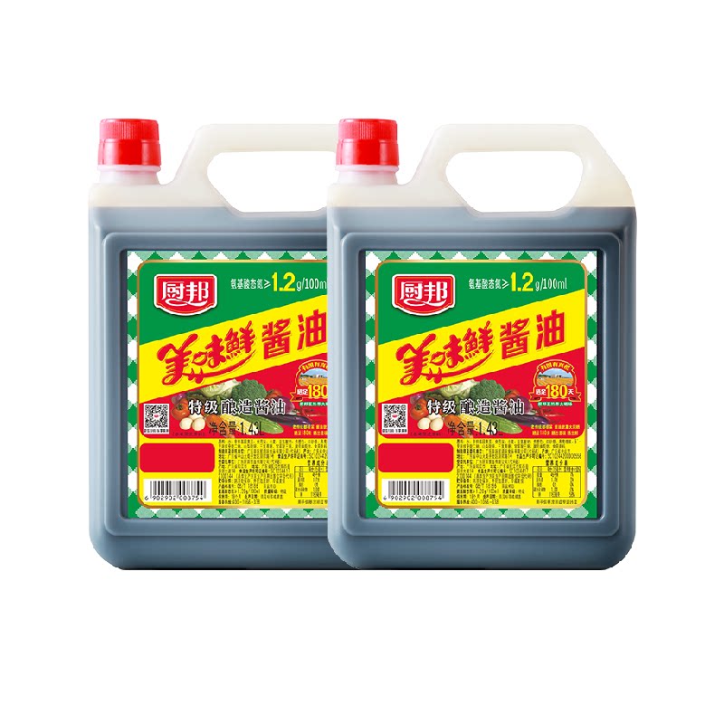 厨邦酱油1.43L*2美味鲜酱油生抽炒菜家用调味品蒸鱼凉拌 鱼触实拍商品图
