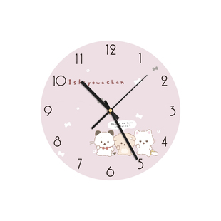 意志薄弱酱卡通动物可爱圆形静音走时书房卧室客厅装饰挂钟表挂表