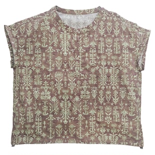 无色无味【陶影茧居】衬衫女款2026新款法式弥撒印花纯棉短袖上衣