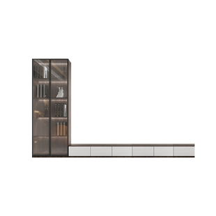 实木定制整墙电视柜一体组合酒柜简约展示柜多尺寸可悬空客厅柜子