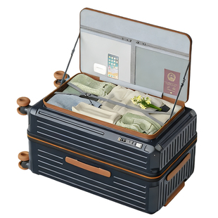 小清新撞色侧开盖行李箱女2026新款扩容拉链箱大容量28寸托运箱男