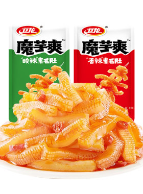 卫龙魔芋爽素毛肚辣条零食大份量