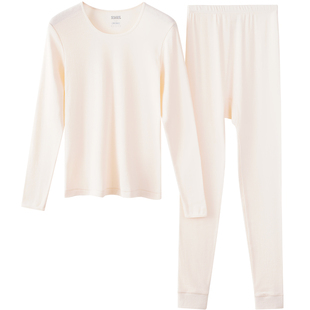 宜而爽内衣春秋薄款女士纯棉罗纹打底衫圆领秋衣秋裤冬季睡衣套装