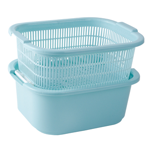 厨房双层塑料滴水篮洗菜盆洗水果篮多用淘米器洗菜篮沥水篮滤水筛