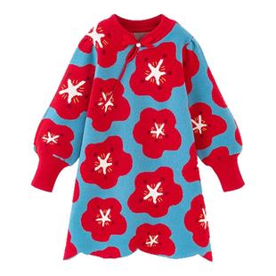 迷你巴拉巴拉女童亲子针织连衣裙不易起球儿童拜年服2025新年冬季