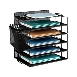 A3A4桌面文件架金属文件框办公收纳架铁质多层文件放置架收纳盒书架文件办公室书立档案置物办公文具用品大全