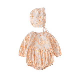 ins超火洋气连体衣女宝宝纯棉三角包屁哈衣婴儿周岁生日满月礼服