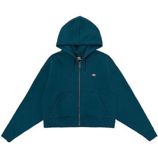 Dickies帝酷适秋冬女式加绒短款美式卫衣开衫连帽运动休闲工装风