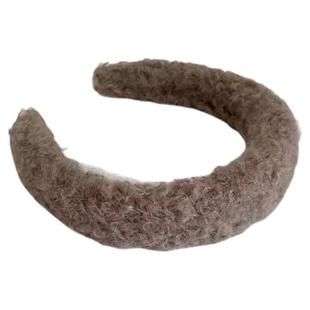 韩国秋冬简约复古高颅顶海绵头箍高级感洋气羊羔毛绒发箍时尚发饰