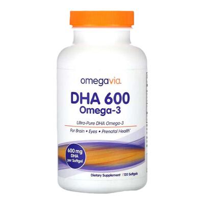 OmegaVia高纯度全DHA600深海鱼油支持大脑眼和产前健康