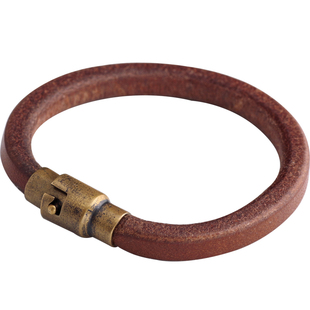 一休高桥吾郎 手工制作 黄铜磁吸扣皮手环手镯日本枥木鞍革