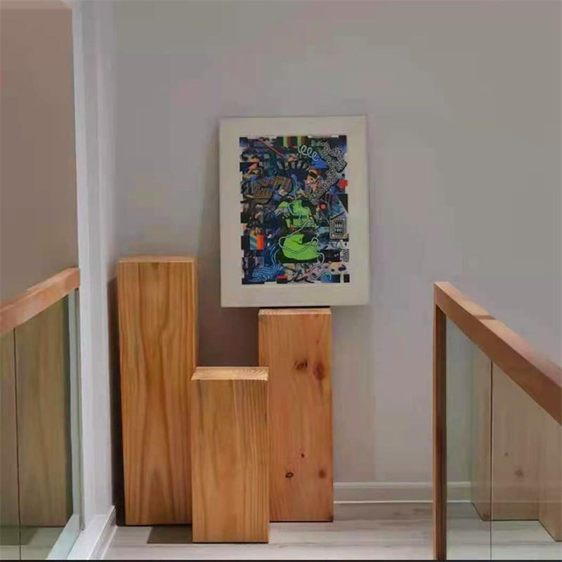 方形木墩边几摆件民宿花架木墩子树桩底座家用原木坐凳碳化黑色凳