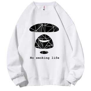 Rampo/乱步加绒保暖重磅卫衣男圆领猿人加厚情侣宽松潮牌冬季外套