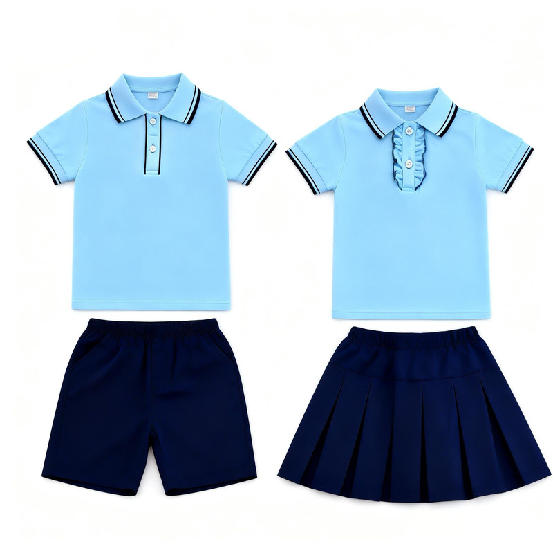 幼儿园夏季运动套装弹力冰爽棉上衣细斜纹棉梭织裤子园服班服订制