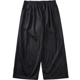 韦恩泽维尔大码灯芯绒休闲裤男宽松夏百搭坠感卡其色阔腿裤子7117