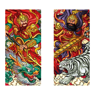 2026新款门神门贴大号过年钟馗关公贴画守门幅将老秦琼尉迟恭对联