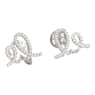 小众气质满钻锆石几何耳饰无耳洞女蚊香盘耳夹精致周雨彤同款耳环