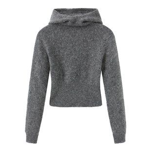 SNU 原创羊毛连帽毛衣女秋冬内搭保暖慵懒风休闲短款针织打底衫