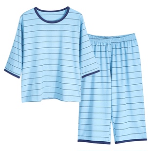 胖男童睡衣加肥加大码春夏薄款中大儿童七分袖家居服胖男孩空调服