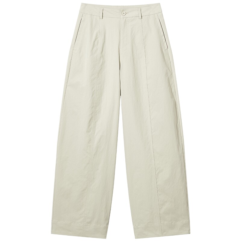 热风女士休闲长裤直筒阔腿裤2026年春季新款日系时尚弯刀宽松长裤