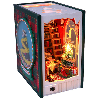 diy小屋手工拼装圣诞书立模型屋