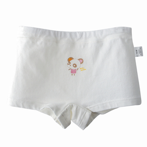 女童内裤纯棉平角纯色白色不夹PP