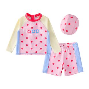 儿童泳衣女孩1-8岁宝宝长袖训练游泳衣3中小童速干防晒5泳装女童6