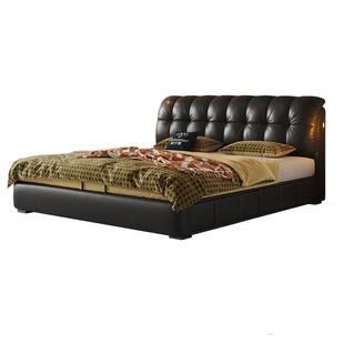 帕沙曼真皮床1米8双人床软包主卧大床箱体储物床1米5广东佛山家具