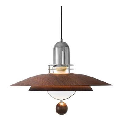 中古风日式复古胡桃木纹餐厅吊灯