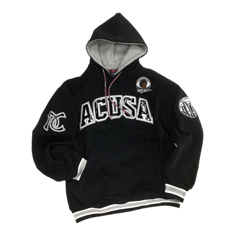 acusa贴皮绒帽卫衣磨毛刺绣