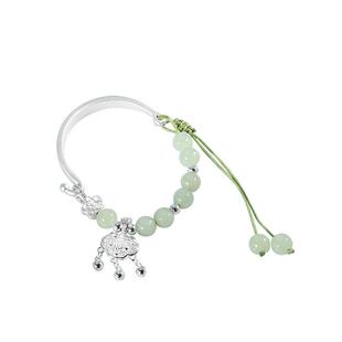 和田玉珠子手链女S999纯银平安锁半链半镯子小众设计感送女友礼物