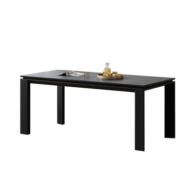 意式极简黑色白橡木餐桌椅组合