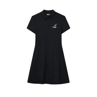 FILA斐乐官方女子针织连衣裙夏季新款时尚休闲纯棉基础POLO运动裙