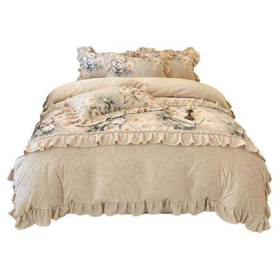 法式奶茶色冬季加厚牛奶绒四件套