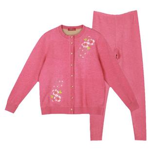 仕乐女士发热保暖内衣加厚送妈妈秋衣秋裤套装冬红色本命年礼物