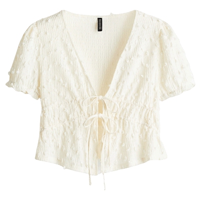 HM夏季女装正面系带圆点薄纱上衣1305814