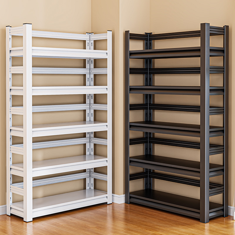 围栏书架一体靠墙落地置物架家用收纳架钢制书柜铁艺多层储物铁架