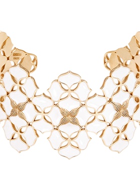 HERBE合璧 白瓷柿蒂手镯 中版 冷珐琅东方白 纹样手工拉丝工艺