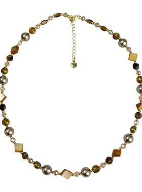 小众金咖色施家珍珠项链