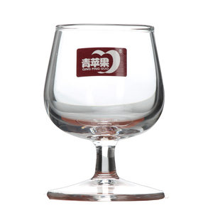 青苹果2两仙桃白酒杯家用透明玻璃小号白酒杯高脚白兰地杯6只套装