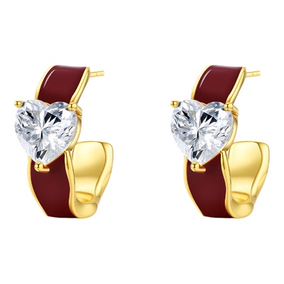 时尚气质高级百搭红爱心耳环