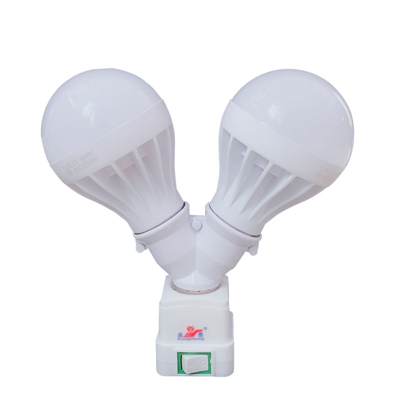 LED小夜灯家用浪漫粉色灯一分二灯头E27螺口转换器灯座卧室床头灯