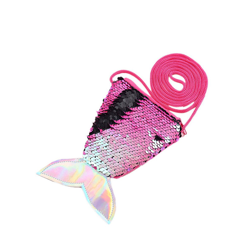 创意儿童亮片零钱包小女孩斜挎鱼尾巴卡通钱包ins少女可爱单肩包