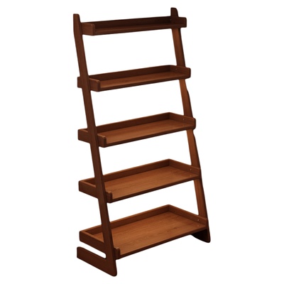 卧室靠墙多层置物架中古实木梯形书架落地客厅简易书柜储物柜一体