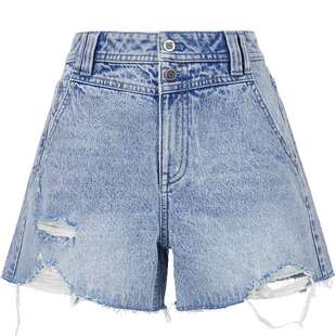 ONLY2025夏季新款复古水洗做旧设计显瘦高腰破洞短裤牛仔裤女